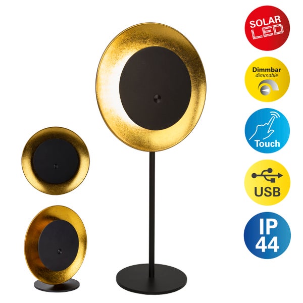 Dekorative Solar LED Leuchte mit Touchfunktion und USB-Anschluss