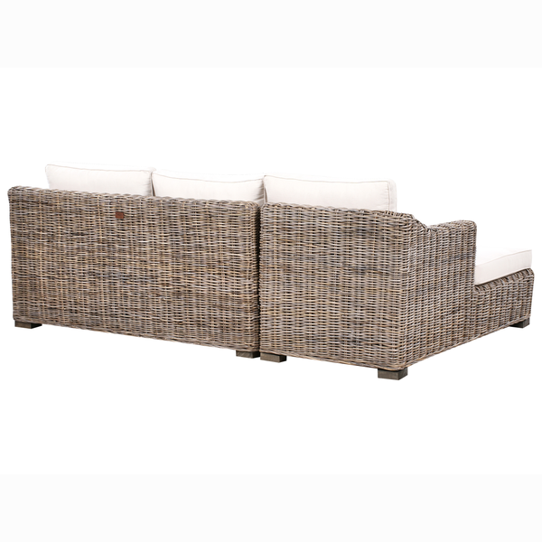 Garten Ecksofa 3-Sitzer VALLETRI rechtsseitig Rattan Grau
