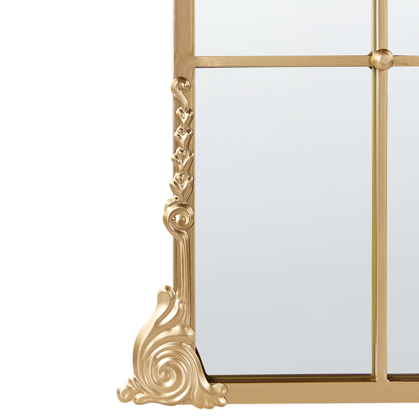 Dekorativer Wandspiegel mit goldenem Rahmen und rechteckiger Spieglfläche