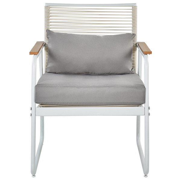 Gartenstuhl mit Armlehnen, Sitzkissen und Rückenkissen