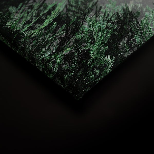 Wandbild auf Leinwand mit detailreichem Motiv von Nadelbaumzweigen in Nahaufnahme.