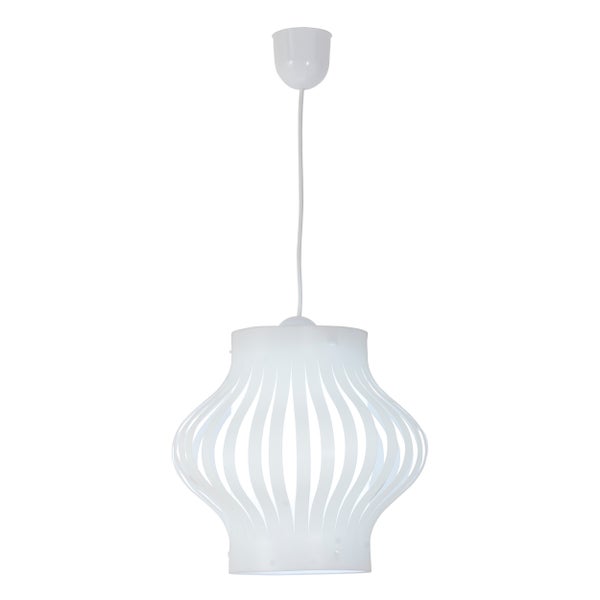 Weiße Pendelleuchte mit dekorativen Streifen