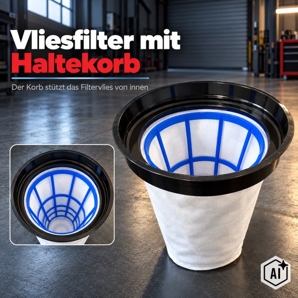 Exzenterschleifer mit 200 Zentimeter Netzkabel und Knickschutz am Griffende auf einer Holzoberfläche.