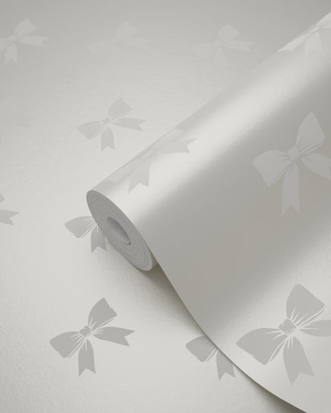 Origin Wallcoverings Tapete kleine Schleifen Silber - 53 cm x 10.05 m - 346845
