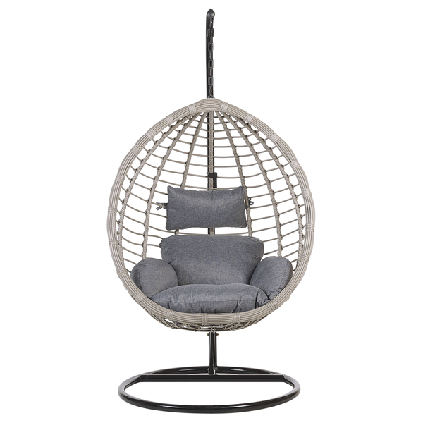 Hängesessel mit Gestell TOLLO Polyrattan Grau