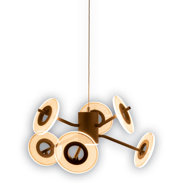 LED Pendelleuchte DISCUS aus schwarzem Metall und weißem Kunststoffmit fest verbauten LEDs, Hängelampe für Esszimmer, Wohnzimmer, Diele oder Büro mit einem  Øvon ca. 57 cm