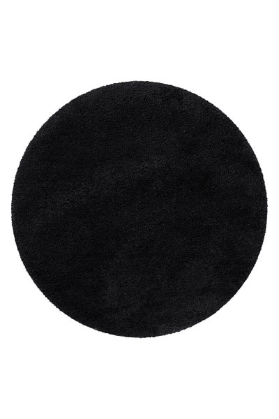 Runder Hochflor-Teppich in Schwarz