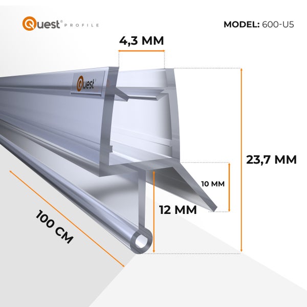 Quest Profile Dichtungsprofil mit Maßangaben 100 cm