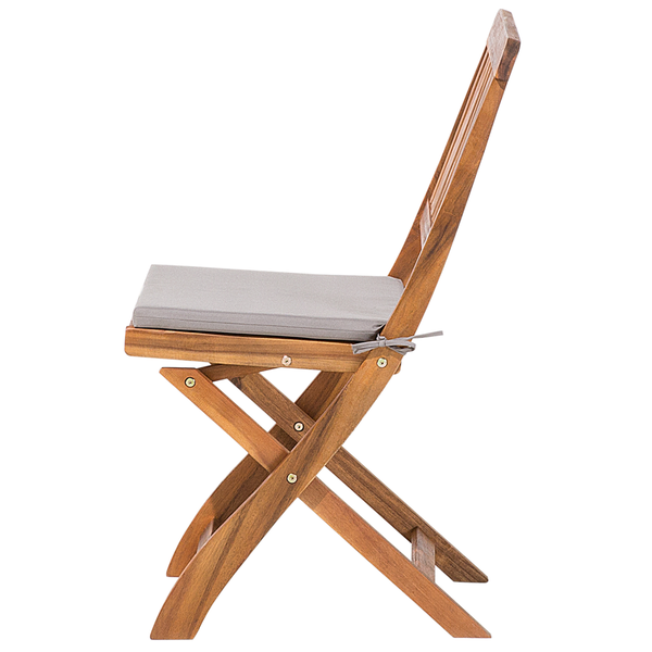 Set mit 2 Stühlen und Sitzkissen CENTO Akazienholz Braun