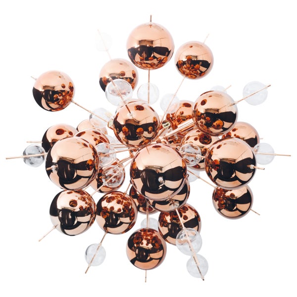 Dekorative Lampe mit Kugeln und transparenten Elementen