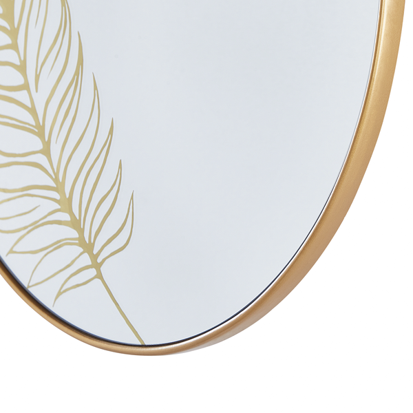 Abmessungen eines Wandbildes mit einem Durchmesser von 57 Zentimetern und einem Blattmotiv von 25 Zentimetern Breite