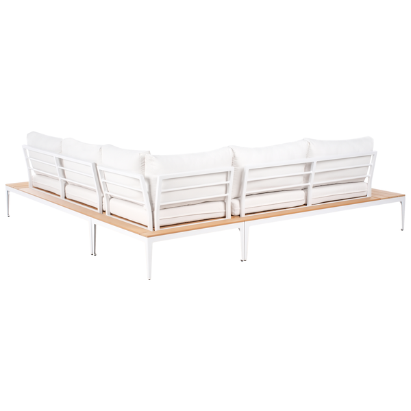 Garten Ecksofa mit Tisch 5-Sitzer POSITANO Cremeweiß