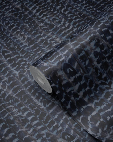 Origin Wallcoverings Tapete Federn Tintenblau - 53 cm x 10.05 m - 347398