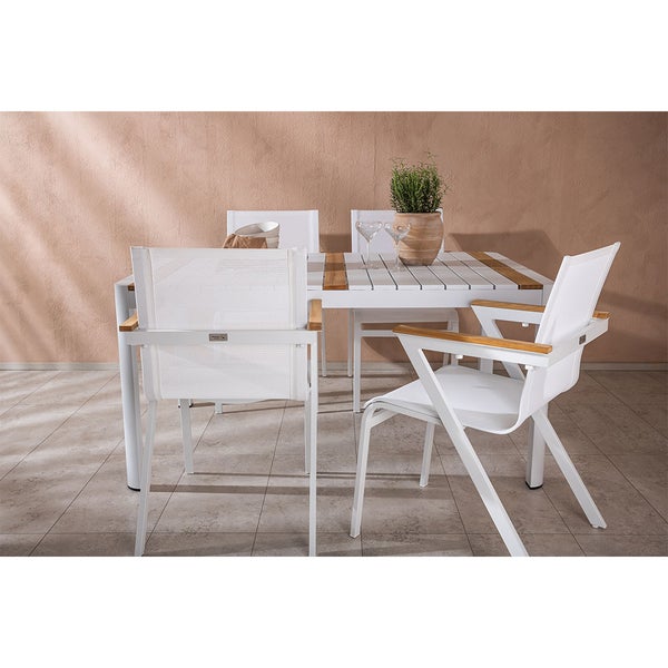 Togo Gartenset Tisch 90x150cm weiß, 4 Stühle weiß. 90 X 150 X 75 cm