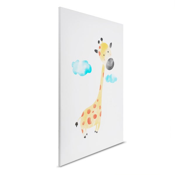 Leinwandbild mit Giraffen- und Wolkenmotiv