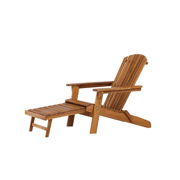 Holzliegestuhl mit Fußstütze für den Außenbereich