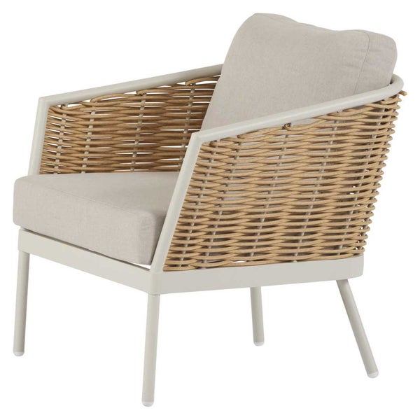 Gartensessel mit Flechtmuster, Sitzkissen und Rückenkissen