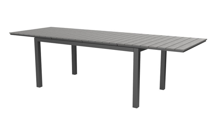 Dory Gartentisch inkl. 2 Zusatzplatten L 160x260 cm schwarz/grau. 260 X 95 X 76 cm