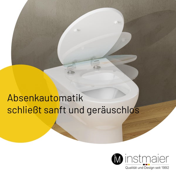 instmaier WC Sitz WC10M | FSC zertifiziertes Holz | Toilettendeckel mit Absenkautomatik | Klobrille Motiv - Seestern am Strand | Oval | Nachhaltig | MDF-Holzkern