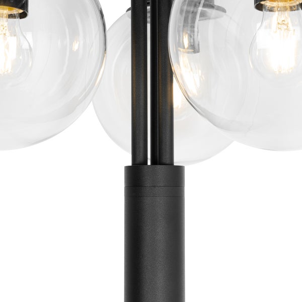 Laterne schwarz mit Klarglas 200 cm 3-flammig IP44 - Sfera