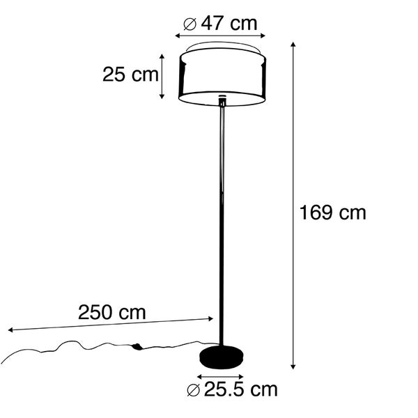 Design Stehleuchte Stahl mit schwarz/weißen Schirm 47 cm - Simplo