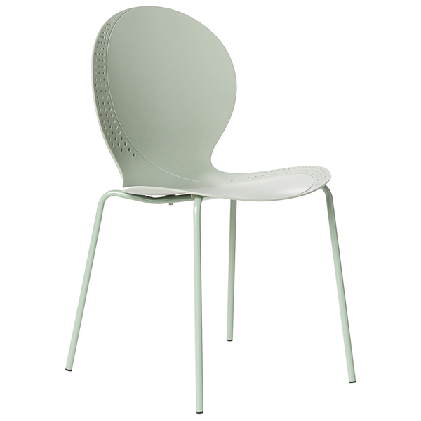 Stuhl aus Kunststoff mit Metallbeinen