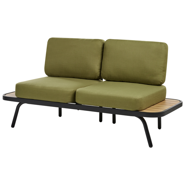 Gartenbank mit zwei Sitzplätzen, Metallrahmen und Auflagen