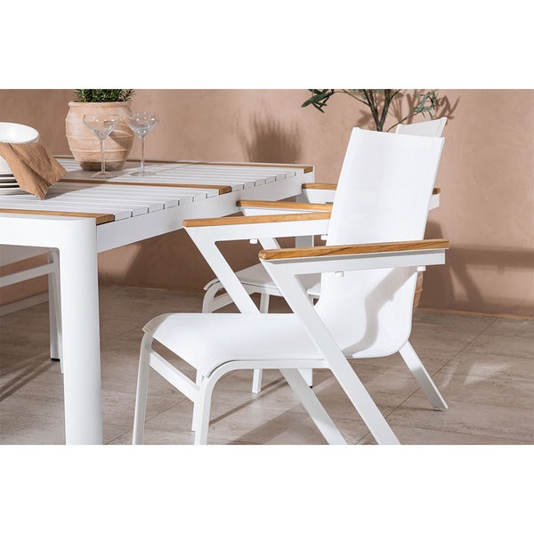 Togo Gartenset Tisch 90x150cm weiß, 4 Stühle weiß. 90 X 150 X 75 cm