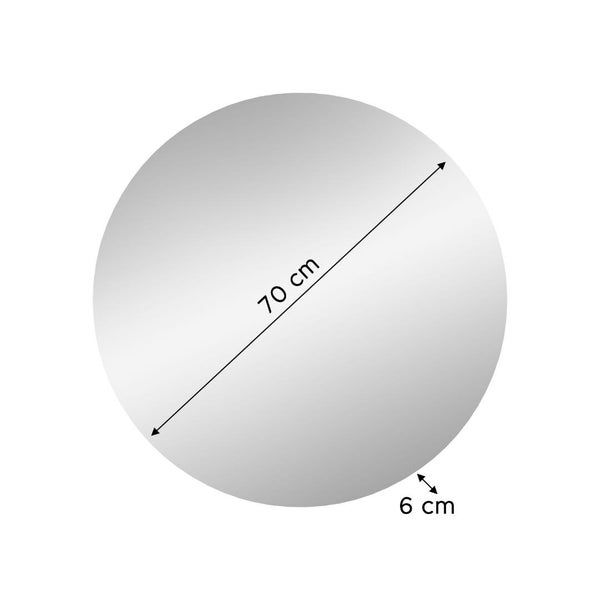 Runder Spiegel mit einem Durchmesser von 70 Zentimetern und einer Tiefe von 6 Zentimetern