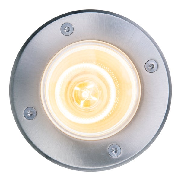 Bodeneinbaustrahler aus Metall, runde Form
