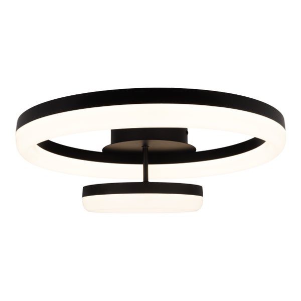 LED-CCT-Deckenleuchte CIRCULO aus schwarzem Metall und sandfarbenem Kunststoff 53 cm lang