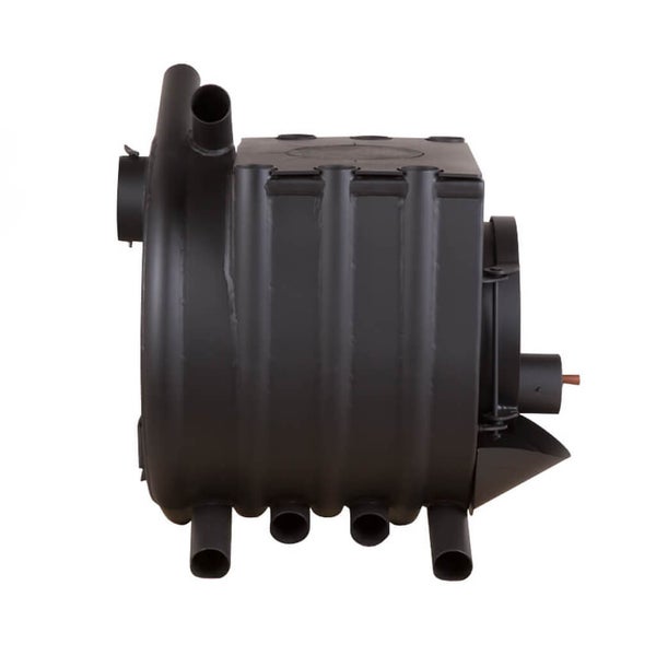 Schwarz lackierter Holzofen für den Innenbereich