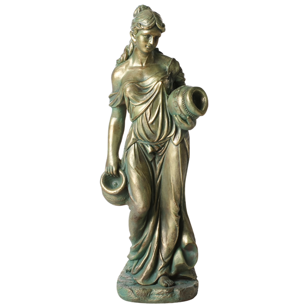 Statue einer Frau mit Krügen für den Garten