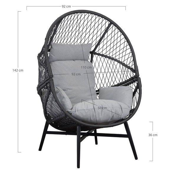 Rosario Sessel inkl. Sitzkissen Garten schwarz. 73 X 74 X 103 cm