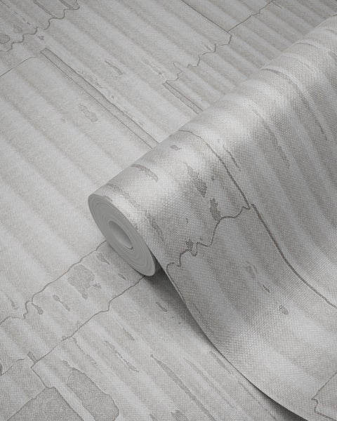 Origin Wallcoverings Tapete industrielle Wellplatten aus Metall 3D Crême-Weiß - 53 cm x 10.05 m - 347619