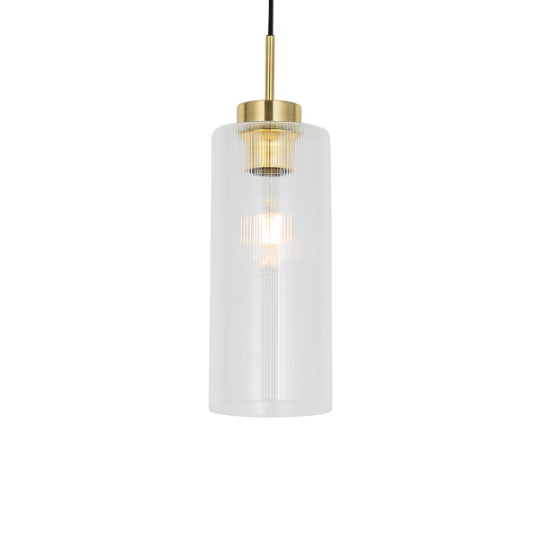 Art-Deco-Hängelampe Gold mit Glas - Laura