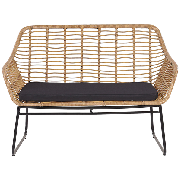 Gartenbank aus Rattan mit Sitzkissen