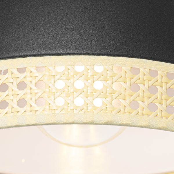 Orientalische Hängelampe schwarz mit Rattan 30 cm - Magna Rattan