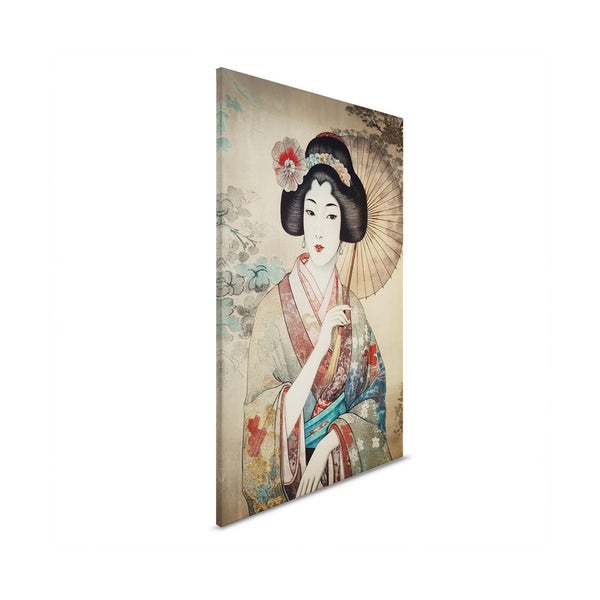 Wandbild mit einer Frau im traditionellen japanischen Stil