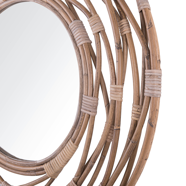 Wandspiegel BURGIS 75 cm 75 cm Rattan Sandbeige