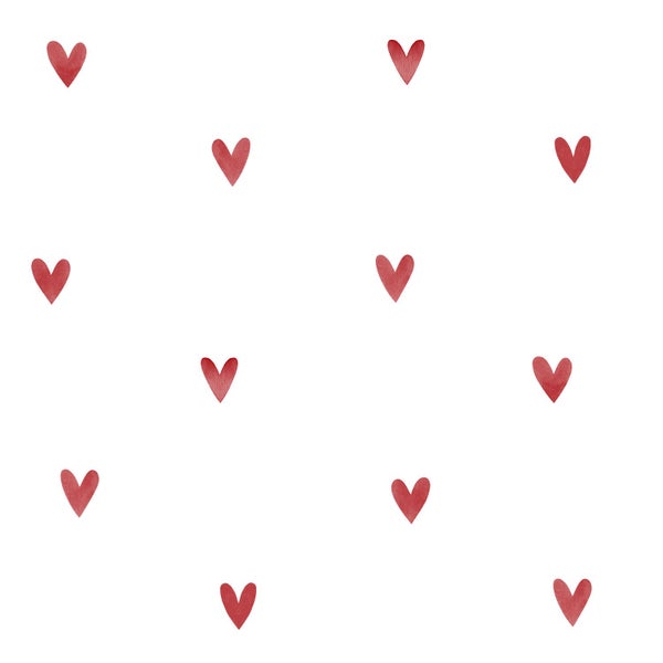 ESTAhome Tapete Herzchen Weiß und Rot - 50 x 900 cm - 131632