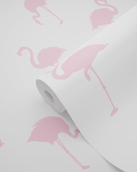 ESTAhome Tapete Flamingos Rosa und Weiß - 53 cm x 10.05 m - 138992