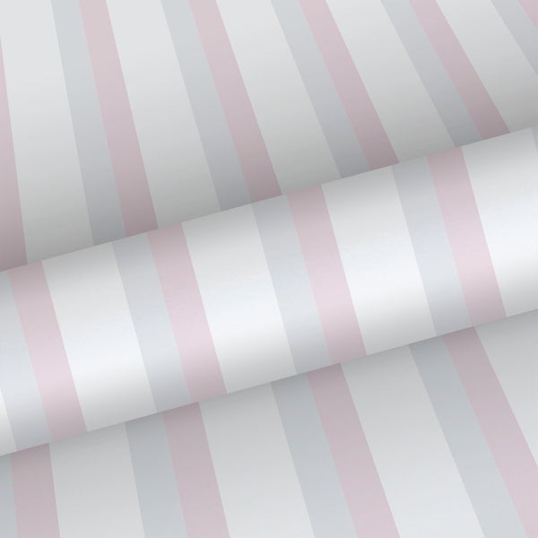 Sanders und Sanders Tapete Streifen Hellrosa, Hellgrün und Weiß - 53 cm x 10 m - 640595