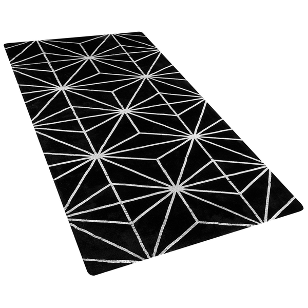 Teppich schwarz/silber 80 x 150 cm geometrisches Muster SIBEL