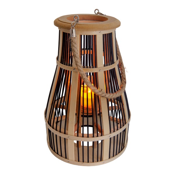 Dekorative Laterne aus Holz mit Seilgriff