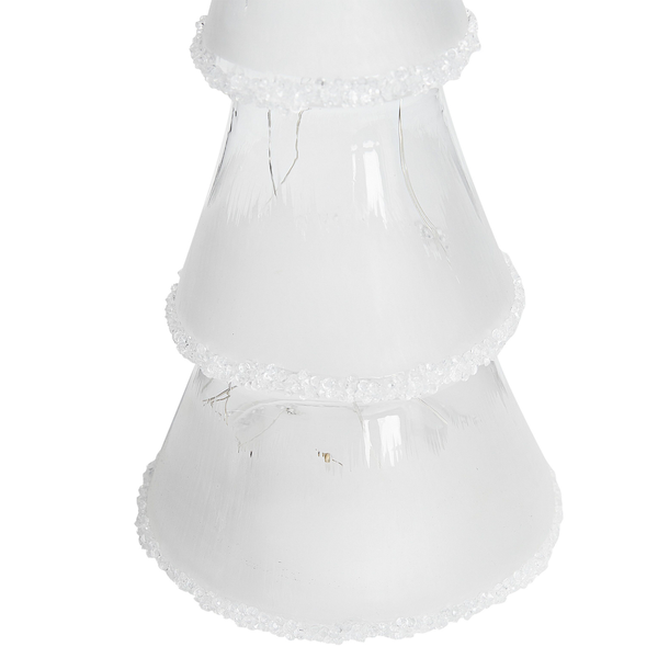 Dekofigur Glas weiß Weihnachtsbaum mit LED-Beleuchtung 3er Set KIERINKI