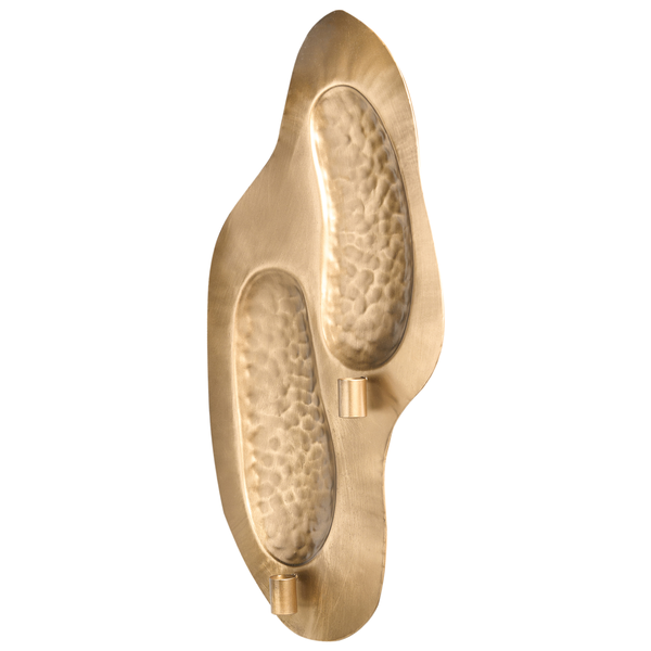 Goldfarbige Wandleuchte mit zwei Lampenfassungen