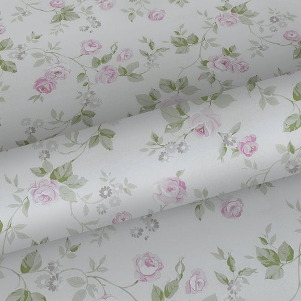 Sanders und Sanders Tapete Blumen Graugrün und Lila - 53 cm x 10 m - 640401