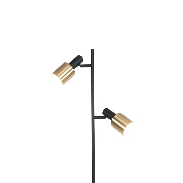 Design-Stehlampe schwarz mit goldenen 2-Lichtern - Stijn