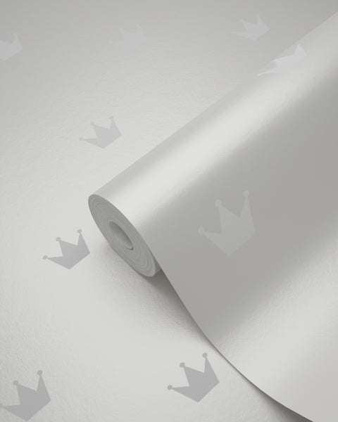 Origin Wallcoverings Tapete kleine Kronen Grau und Weiß - 53 cm x 10.05 m - 347703